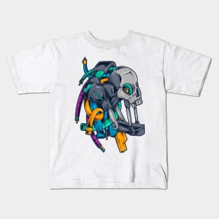 Cyberpunk Mecha Skull Kids T-Shirt